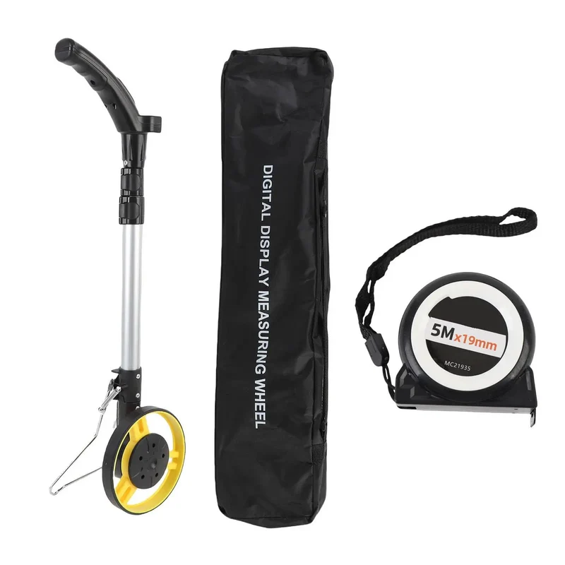 Pro Grade Built Like A Brick Heavy Duty Folding Digital Rangefinder Wheel For Construction And Site Surveys With Smooth Roller Action And Handy Five Meter Tape