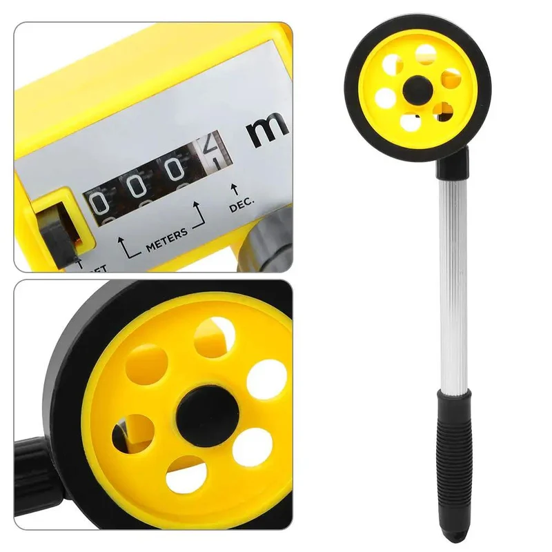 Grab And Go Distance Measuring Roll Meter With Telescopic Aluminum Handle And Slick 4 Inch Wheel For Quick Path And Job Site Tracking Featuring Effortless Push Button Reset Lightweight Design That Works Like A Charm Anywhere