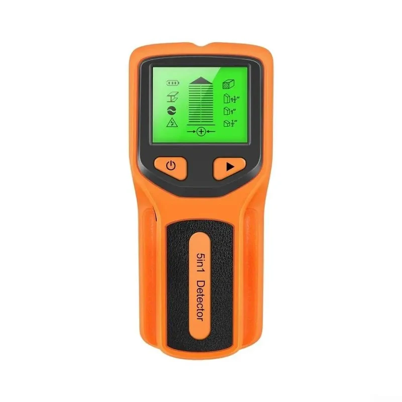 Total Game Changer Five In One Stud Finder Wall Scanner With Bright LCD Screen For Pinpointing Wood Studs Live AC Cables And Pipes Behind Drywall Dead Accurate Deep Scan Range Up To 2 36 Inches Orange