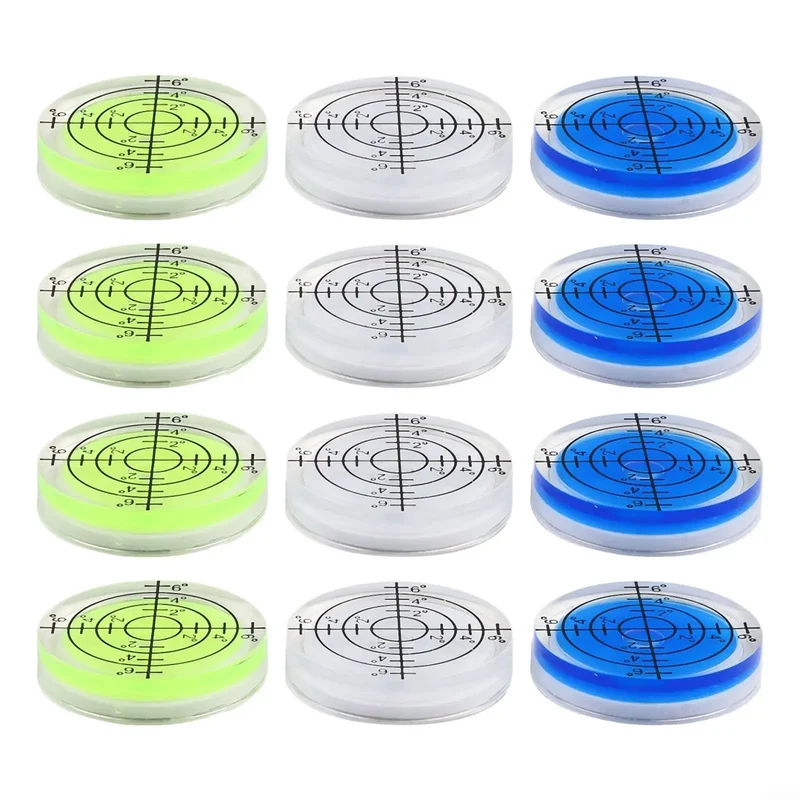 Hella Precise 32Mm Round Bubble Level Set Of Twelve Vibrant Yellow Green Blue White Spirit Measuring Tools For Acrylic Projects Carpentry Work Top Tier