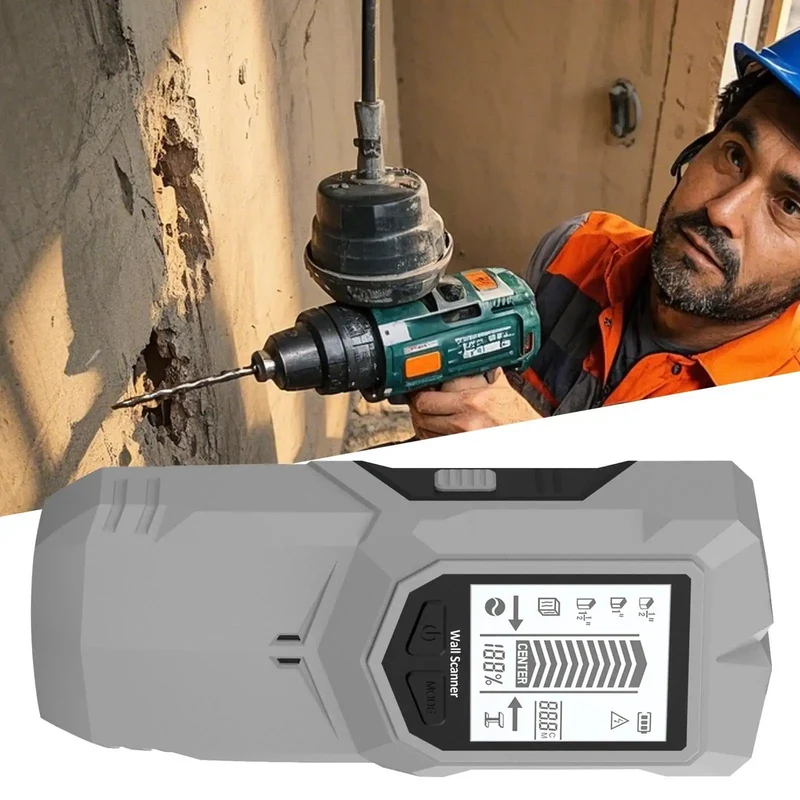 Professional Grade Stud Finder Wall Scanner With Sharp Audio Warning And Large LCD Panel To Track Down Solid Wood Studs Hot AC Wiring And Steel Braces Drywall Detecting Made Easy With Badass Durability