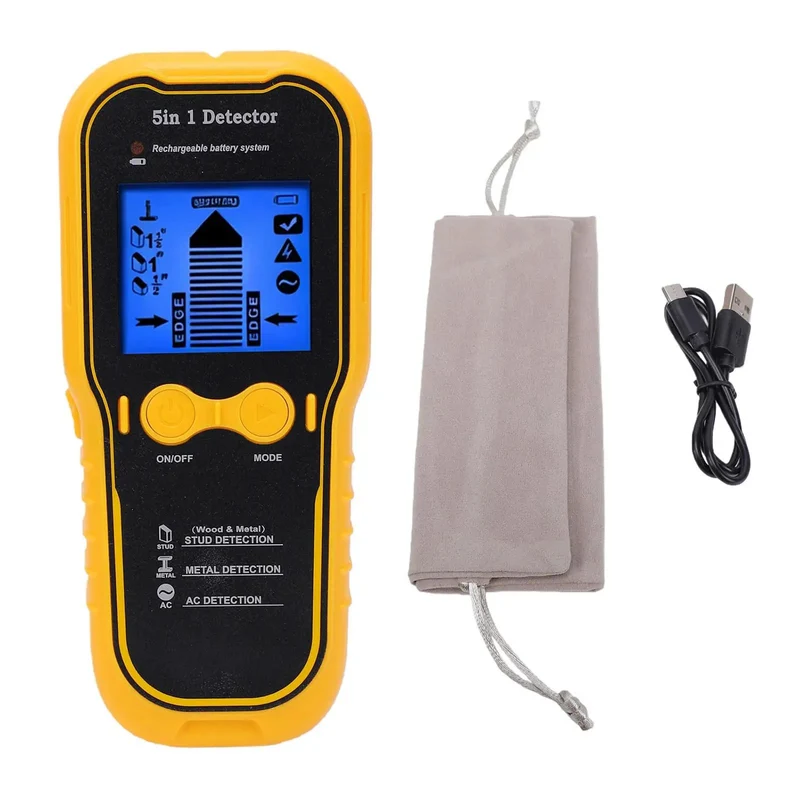 5 In 1 Wall Detector Stud Finder With Deep Target Scan And Metal Detection Plus Live Wire Ac Cable Warning Featuring Ultra High Sensitivity Sensor For Nailed It Precision Wherever You Mount And Turning Any DIY Task Into A Big Flex With Zero Sweat