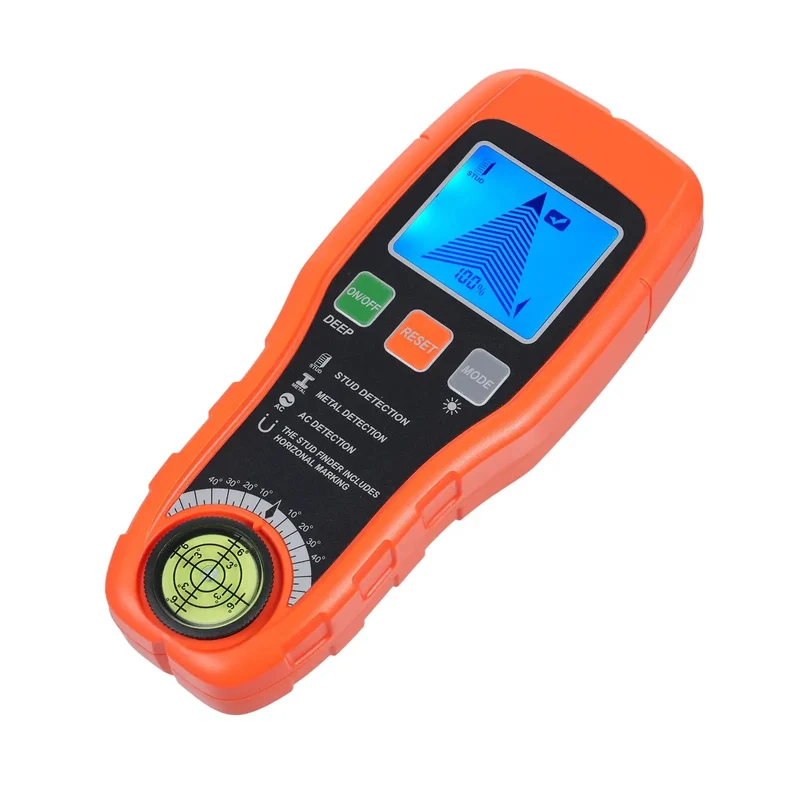 Premium 5 In 1 Electronic Stud Finder Wall Scanner With Bright Lcd Display To Spot Wood Metal Live AC Wires Pipes And Joists Dead On Target For Diy Contractors And Homeowners Making A No Sweat Shelf Install
