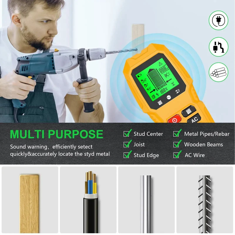 LCD Display Stud Finder And Live Wire Scanner For Drywall Navigation No Sweat One Hand Detection For Shelves Or Television Brackets Rock Solid Diy Instrument For Home Refresh And Pro Projects