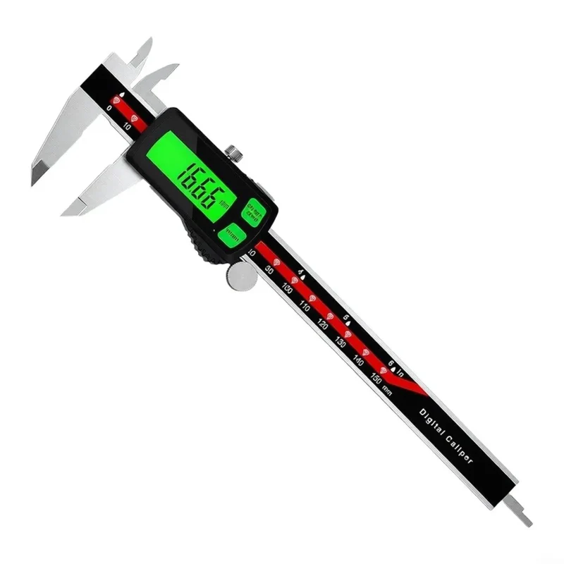 Stainless Steel Digital Caliper With Rechargeable Battery And Bright Green Backlight Display For Machining Woodworking Tasks Delivering Hella Tight Tolerance And Zero Point Zero Three Accuracy
