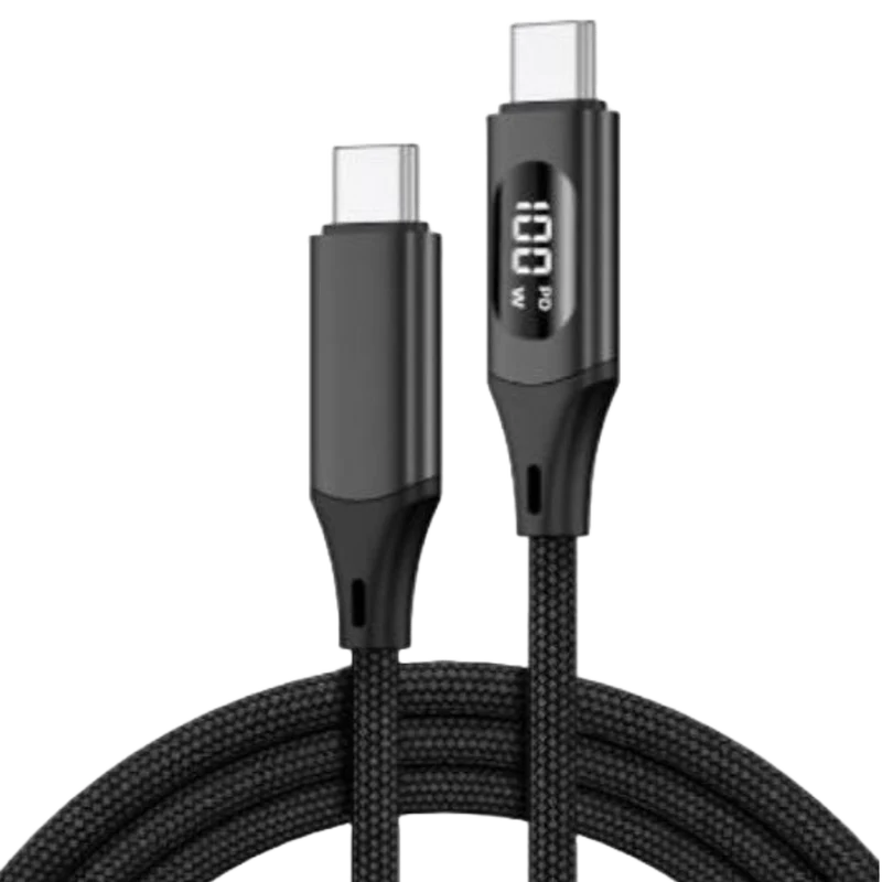 ASWO 100W usb-c to c kabel med lcd display 1 m
