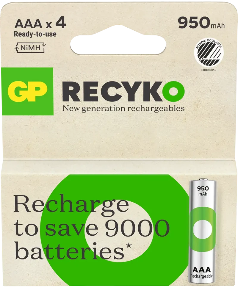GN GP Genopladelig AAA 950mAh NiMh 4-pak