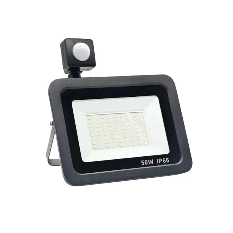 Straight Up Heavy Duty PIR Motion Sensor LED Flood Light Dang Solid Waterproof Wall Security Spotlight Plug And Play Outdoor Yard Garden Patio Lighting 30W 50W 100W 6000K Cold White