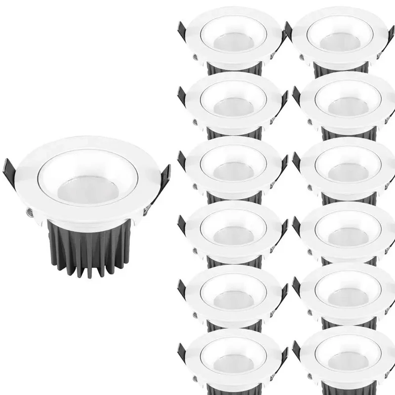 Top Shelf 13 Pack Retrofit Led Recessed Light Kit 3.5 And 4 Inch Round Baffle Trim Anti Glare Ceiling Fixtures Heavy Duty Waterproof Shell Crisp 6000K Daylight Plug And Play Setup Ace Quality For Home