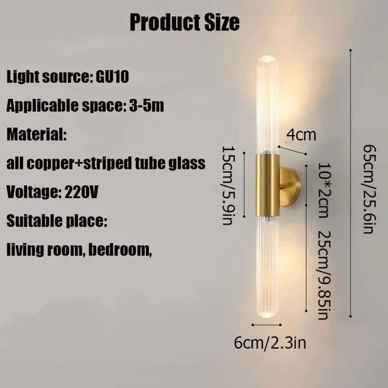 Sleek Wall Sconce Fixture With Smooth Brushed Brass Copper Build And Clear Glass Shade GU10 Socket Clean Vibe Lighting For Fresh Room Upgrade And Tight Home Setup