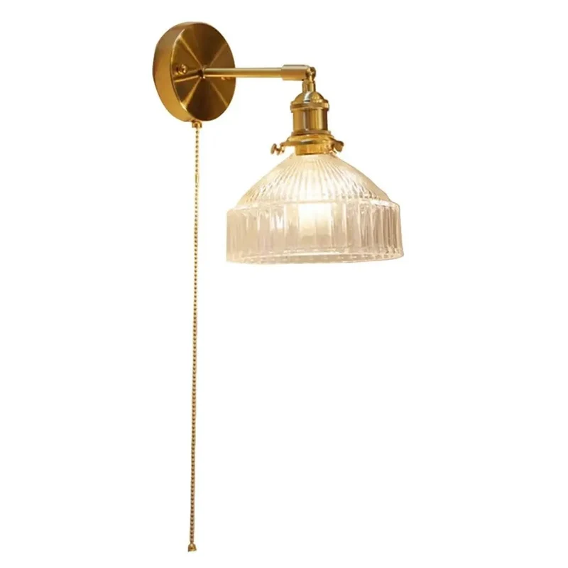 Killer Brass Wall Sconce With Hella Smooth Pull Chain Switch And 180 Degree Adjustable Swing Delivers Solid Vintage Glass Charm Perfect Chill Indoor Bedroom Hallway Lighting
