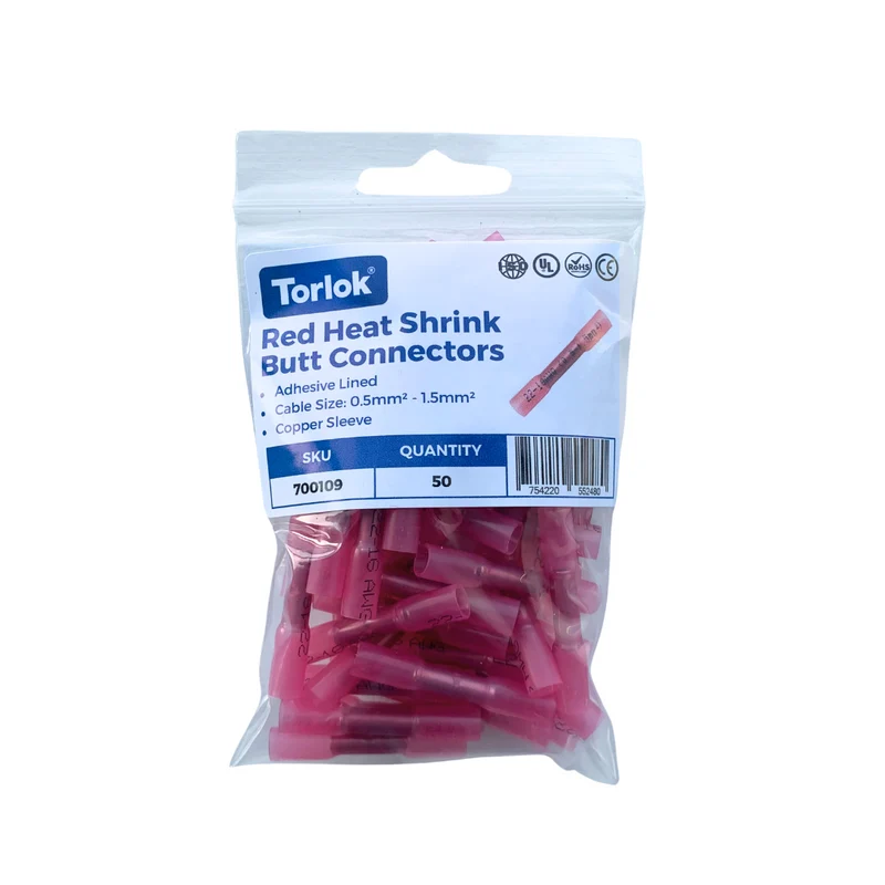 Red Heat Shrink Butt Wire Connectors med självhäftande foder