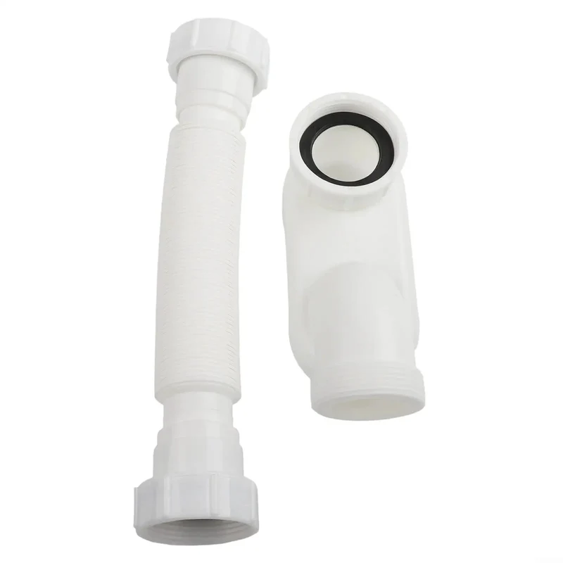 Flexible Rubber Low Profile P Trap With G1-1/2 Threaded Ends For Bathtub Drainage No Sweat Quick Install Swap Saves Precious Cabinet Space Fits Comfortably Inside