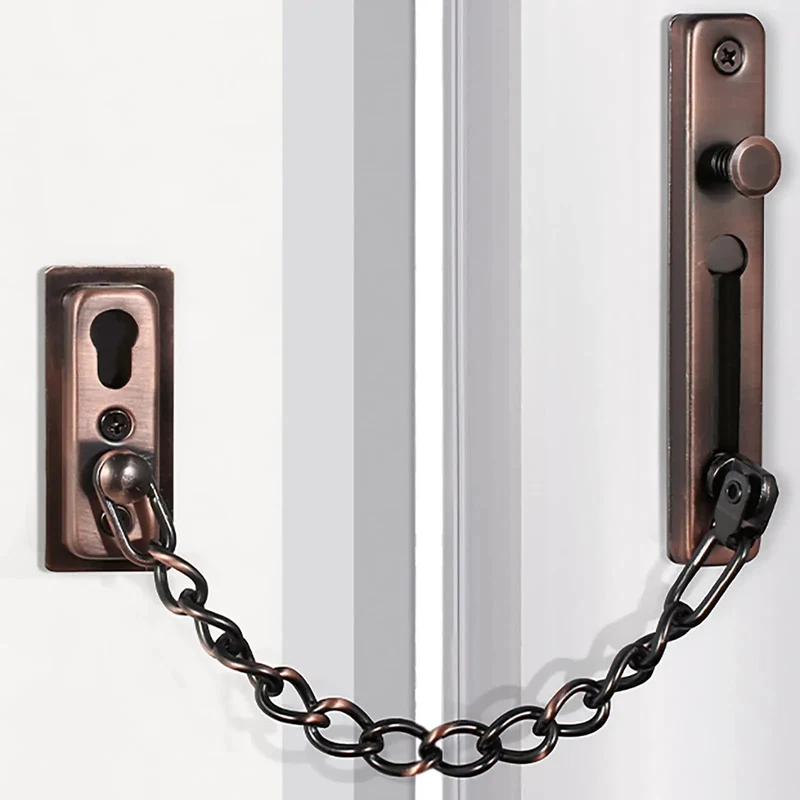 Heavy Duty Stainless Steel Door Chain Lock And Reinforced Base Sliding Bolt Gate Latch With Tough As Nails Spring Press Action For Locking It Down Tight And Zero Hassle Home Security