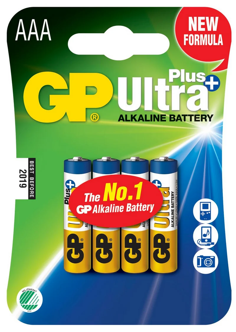 GP Ultra Plus AAA batterier 4 stk.