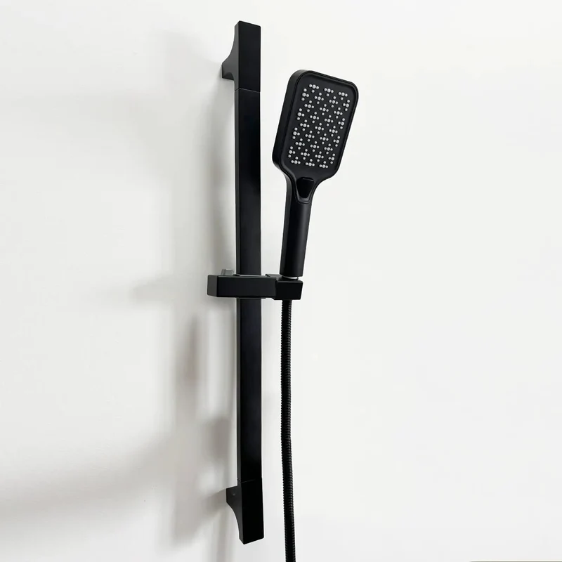 Sleek Matte Black Handheld Shower System With Rock Solid Adjustable Slide Bar And Supercharged High Pressure Spray Including Flexible Hose And Easy Wipe Silicone Nozzles For A Zero Hassle Bathroom Refresh