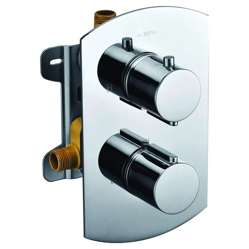 Slick Modern Single Panel Shower System With Separate Hot And Cold Manual Handles Heavy Gauged Polished Chrome Bathroom Fixture No Mess Wall Install Reliable Water Pressure