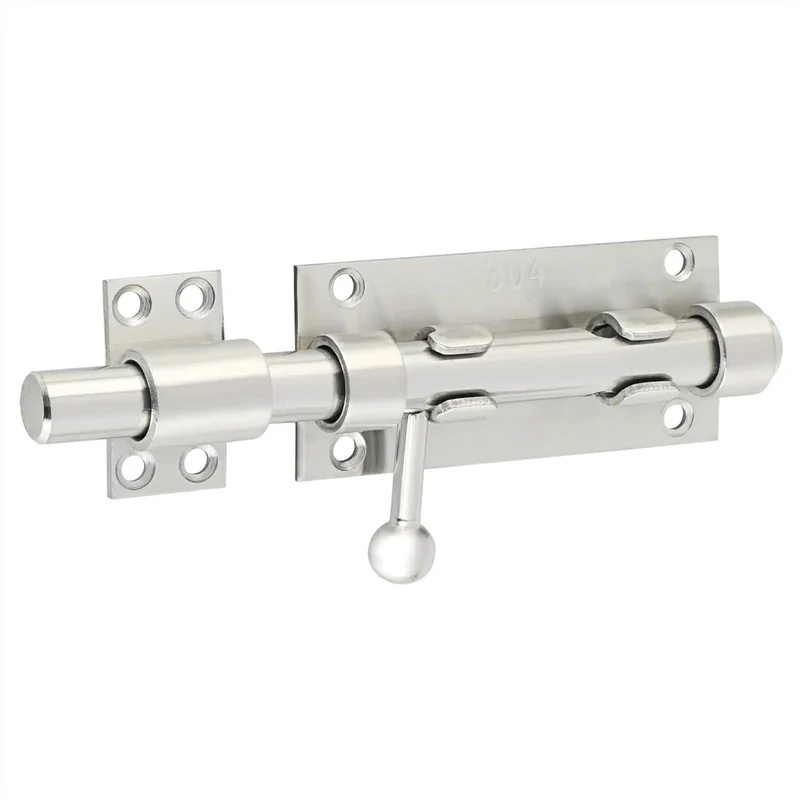 Rock Solid Garden Gate Lock And Stainless Steel Bolt With Slick Brushed Nickel Finish For Hardcore Outdoor Yard Security And No Fuss Wooden Fencing Setup Featuring Tight Grip Operation And Smooth Slide Mechanism
