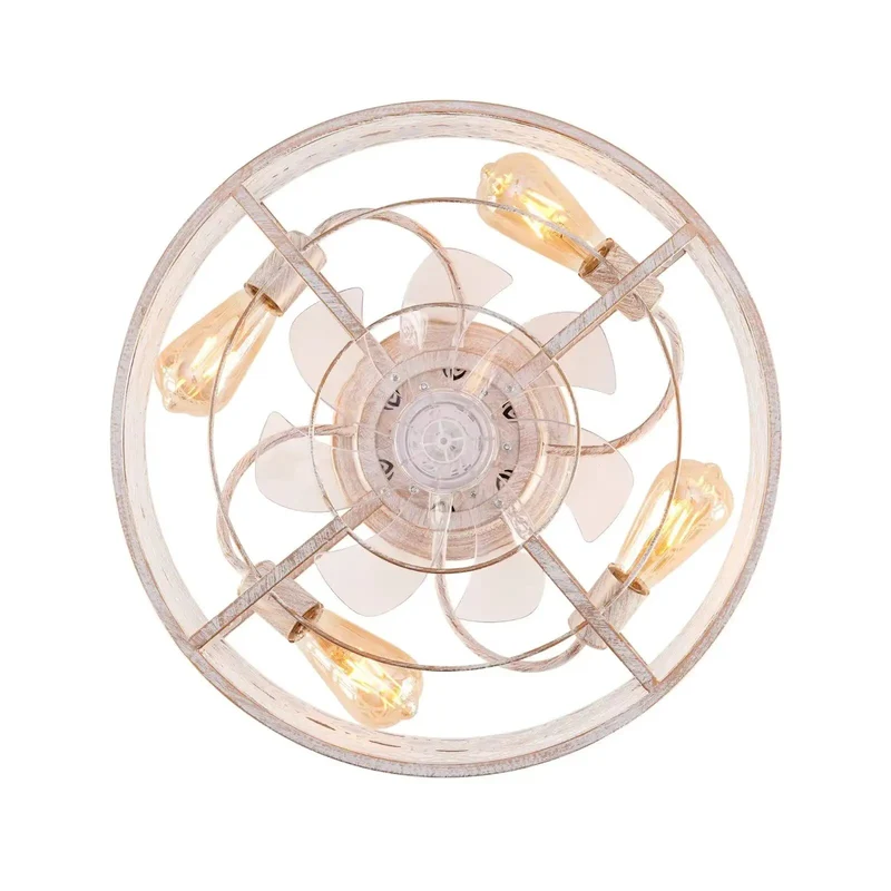 Hella Quiet Heavy Duty 20 Inch Flush Mount Ceiling Fan With Slick Remote And Clean Distressed White Iron Cage Low Profile Light Fixture For Tight Bedrooms Kitchens Big Time Airflow Zero Ceiling Hogging