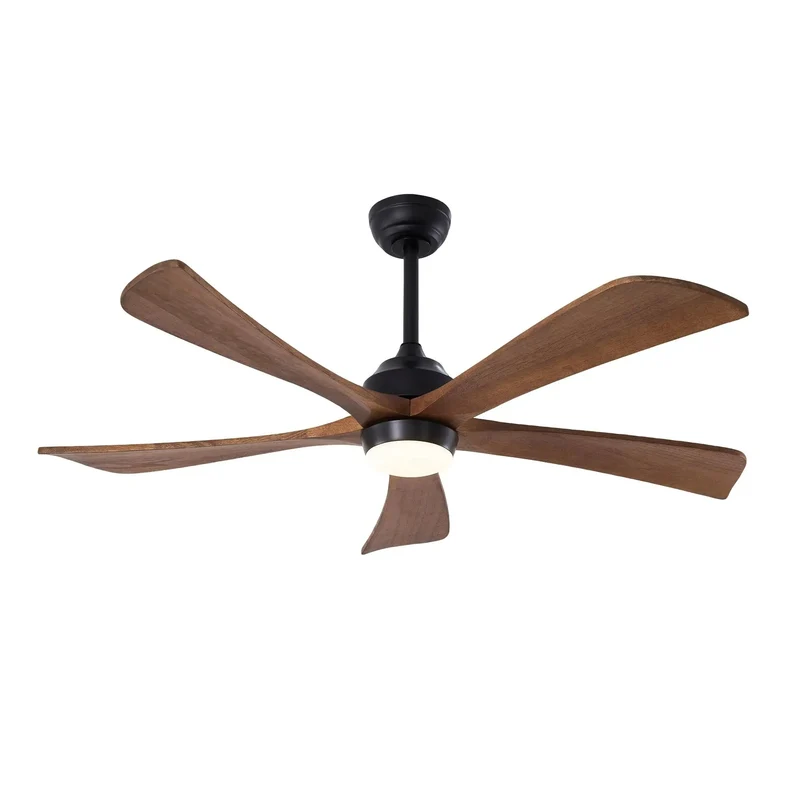 Slick 52 Inch Ceiling Fan With Top Shelf Solid Wood Blades And Integrated Led Lighting Featuring A Quiet Dc Motor With Six Speed Settings Reversible For No Fuss Installation And Breezy Comfort In Your Patio Bedroom Or Home Office Black