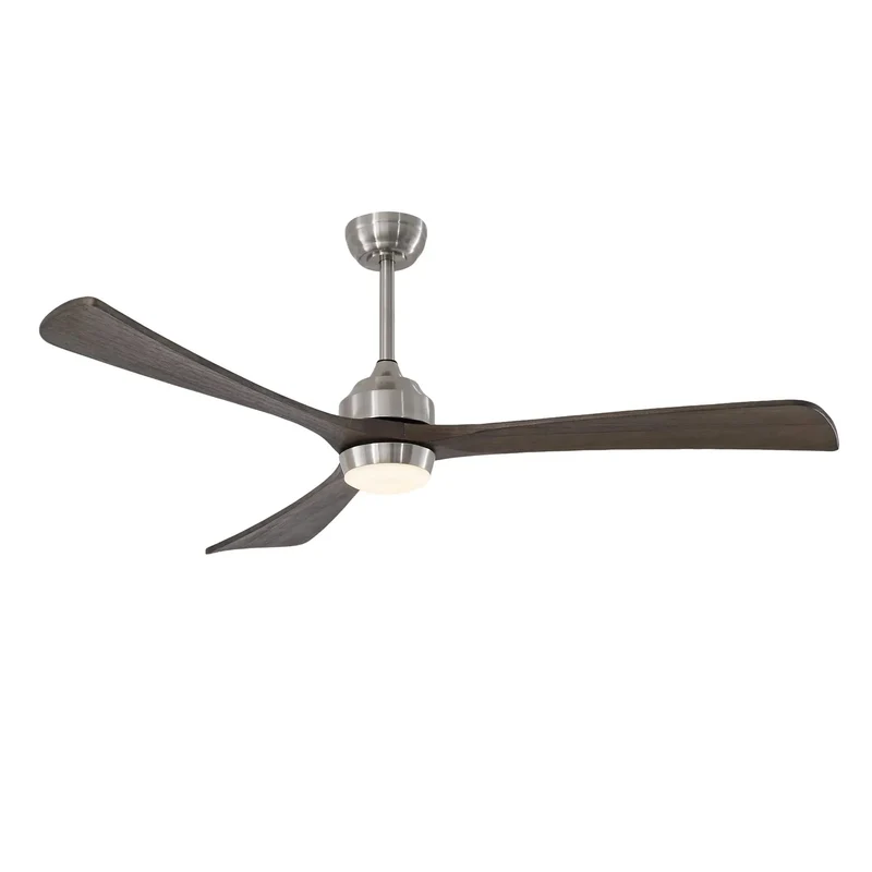 62 Inch 3 Blade Ceiling Fan With Solid Wood Blades And Integrated LED Light Remote Control Quiet DC Motor 6 Speed Reversible Smooth Operator Airflow For Living Room Patio Bedroom