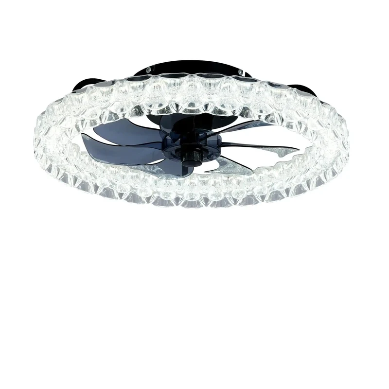 Galaxy Ceiling Fan Light Fixture Kit With Remote And Dimmable Led Bulbs Modern Flush Mount With Silent Dc Motor And Six Speed Settings Solid Black Metal Build For A Smooth As Butter Living Room Or Bedroom Setup