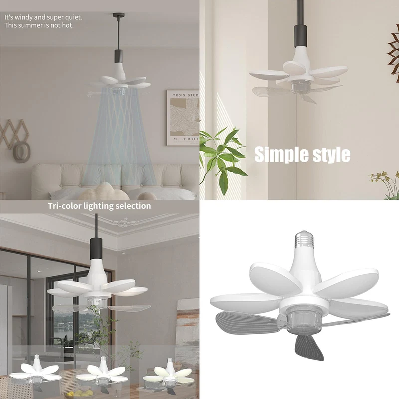 Easy Swap Ceiling Fan Light With Remote Control And E27 E26 Screw Base Sporting Slick Five Blades And Energy Saving Led Brightness For A Super Chill Dope Cooling Setup In Your Bedroom Or Kitchen Space