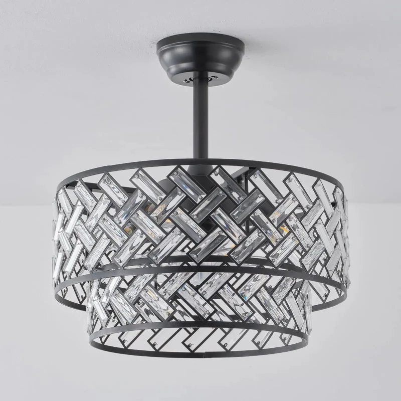 20 Inch Crystal Fandelier Ceiling Fan With Integrated Lights And Hassle Free Remote Control Brings Badass Industrial Vibes To Any Room With Six Smooth Airspeed Settings And A Slick Matte Black Cage Finish Perfect For Modern Spaces