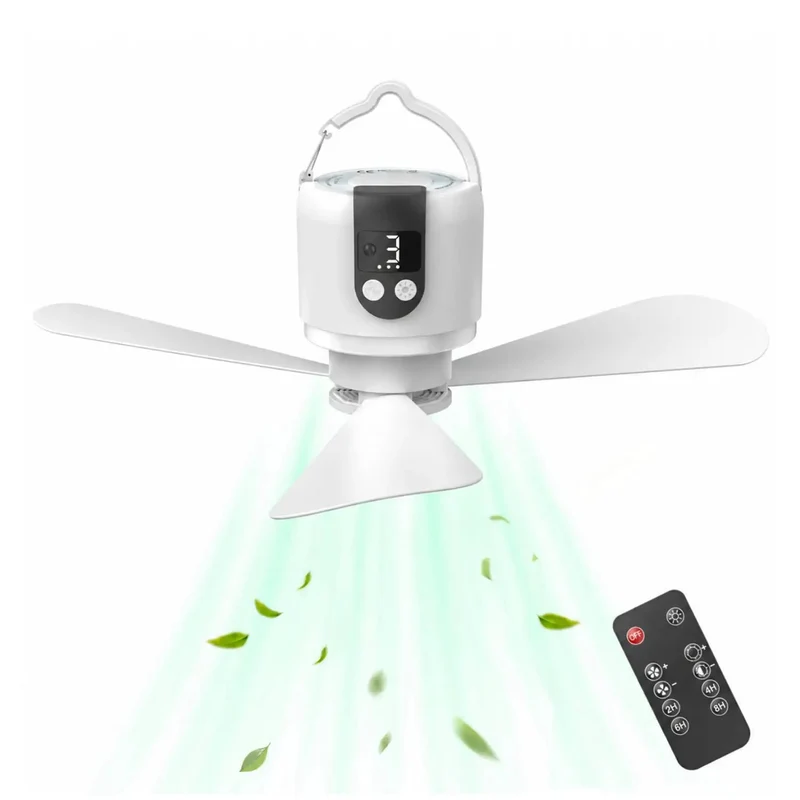 18 Inch Badass Camping Ceiling Fan with Killer 15600Mah Battery and 3 Speed Settings plus Bright LED Light and Convenient Phone Charging Port for Hella Extended 40 Hour Run Time Perfect for Outdoors Tailgates and RV Adventures