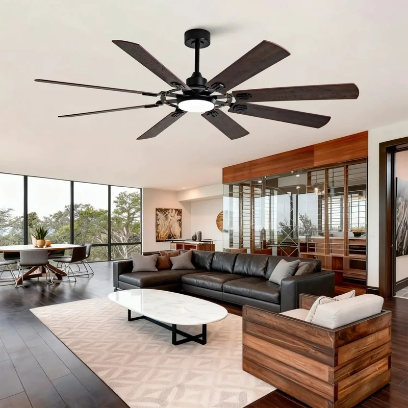 Large Ceiling Fan With Light And Ultra Silent DC Motor Giving Six Speed Choices Plus Sleek Reversible Blades And Tunable Memory Bulbs For Easy Hang And All Day Chill Breeze Vibes