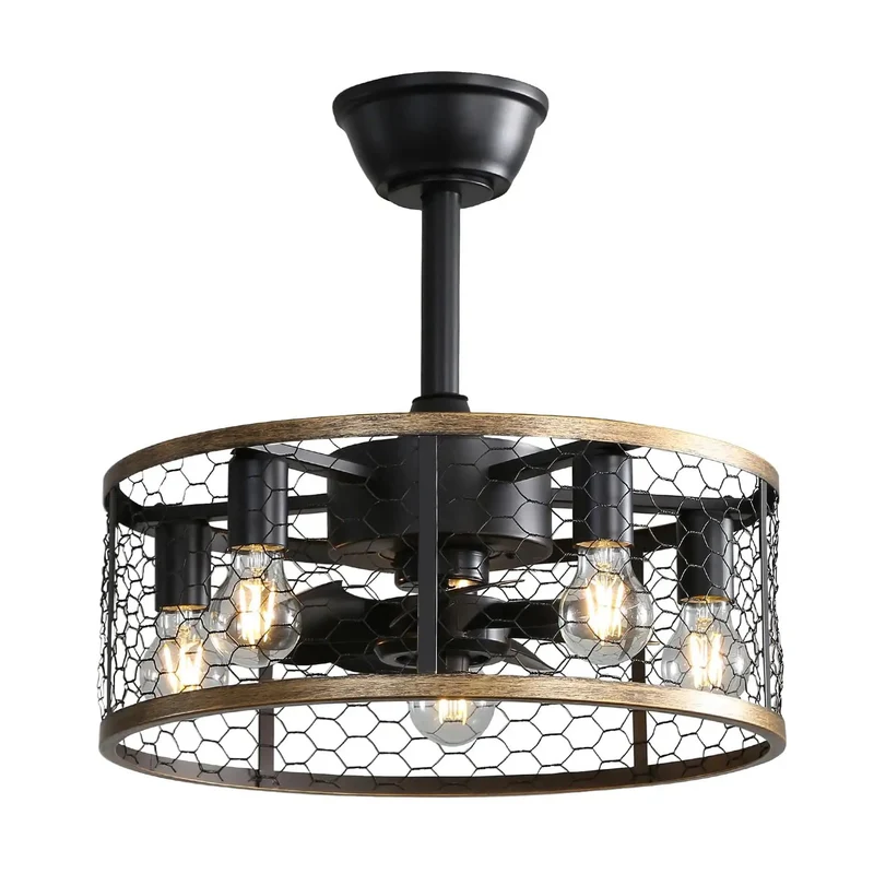 Premium Heavy Duty Workhorse 20 Inch Industrial Cage Ceiling Fan With Seven Rugged Abs Blades Remote Control And Reversible Dc Motor For Smooth Indoor Outdoor Cooling In Black