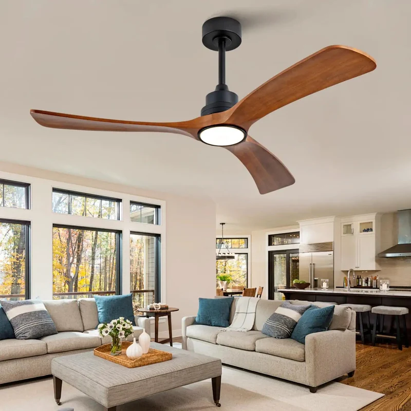 52 Inch Wood Ceiling Fan With Three Handcrafted Blades And Reversible DC Motor Featuring A Lowkey Smooth Drive Slick Wall Remote Six Speed Settings And Crisp Airflow For Your Main Room Vibe Upgrade