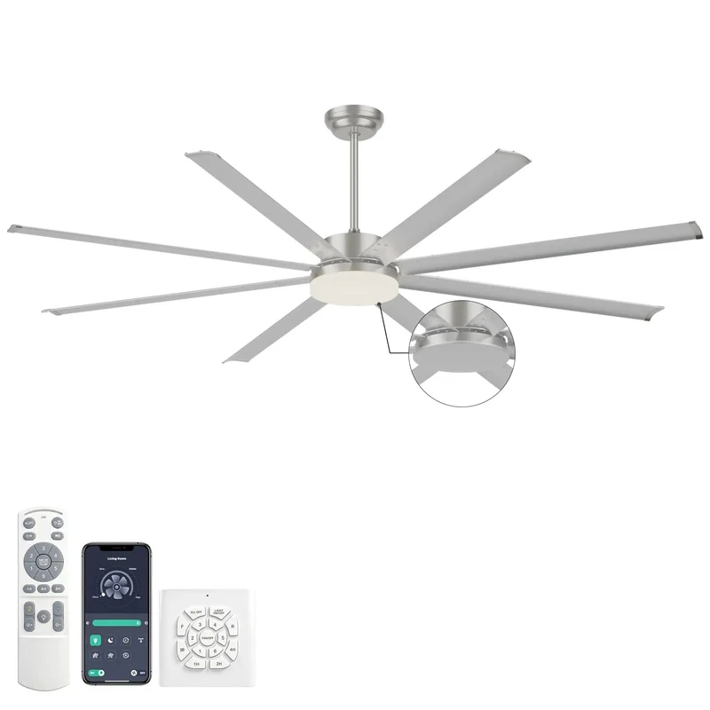 Heavy Duty Aluminum Ceiling Fan, Kickin 84 Inch Wide Sweep For Extra Large Rooms, Top Shelf Indoor Outdoor Mount With Or Without Built In Lights For Patios Garages And Commercial Shops