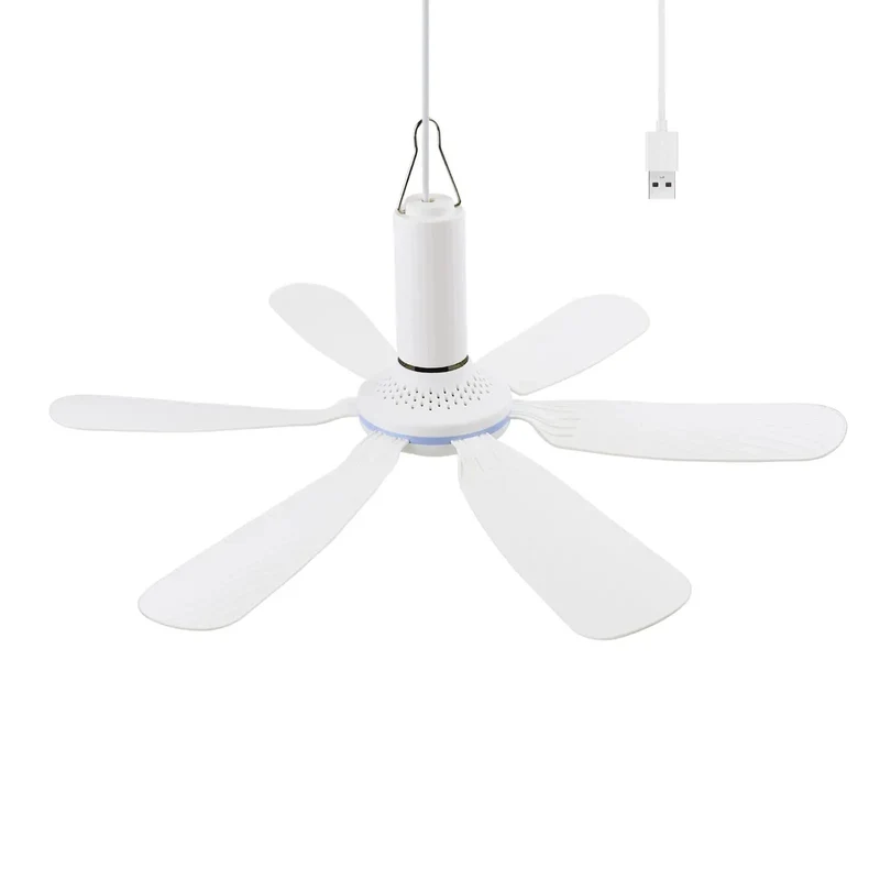 17.7 Inch USB Ceiling Fan Silent Portable Mini Fan For RV Camping Bed Tent Cruise Room Smooth Six Blade Airflow No Noise Drama Beat The Heat Fast Fresh Breeze
