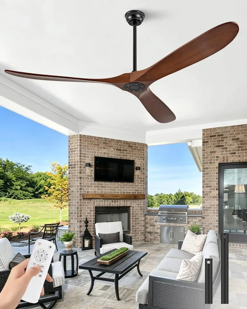 72 Inch Premium Wood Outdoor Ceiling Fan With No Light Kit Featuring Automatic Speed Memory And Rugged Blades Crafted To Keep Your Huge Backyard Porch Seriously Chill Weekend After Weekend
