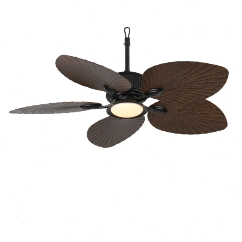 52 Inch Retro Tropical Ceiling Fan With Integrated Lighting And Wireless Remote Whisper Quiet Motor For Living Room Bedroom Lowkey Island Vibes And Smooth Spinning Palm Blades