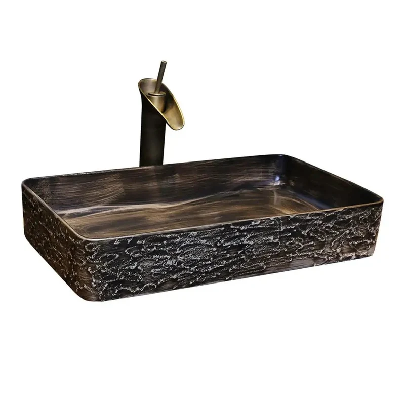Straight Up Rectangular Premium Ceramic Vessel Sink For Countertop With Faucet Sleek Art Washbasin Heavy Duty Bathroom Basin Zero Hassle Luxury Essentials