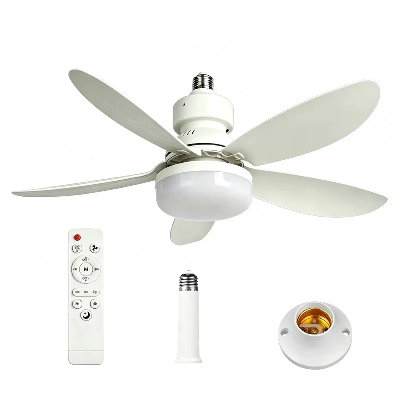52cm Ceiling Fan With Built In Led Light And Adjustable Color Temperature Fits Standard E27 Sockets No Sweat Comes With Extension Rod For Dead Simple Mounting Delivers Quiet Cooling Vibe And Warm Room Glow Perfect For Chill Bedrooms And Easy Living Spaces