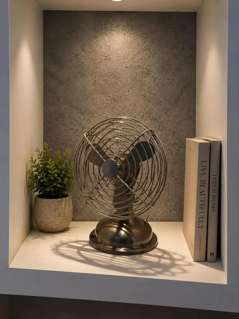 Battery Powered Portable Desk Fan Crafted From Premium Metal Build Straight Up Ideal For Office Or Cozy Bedroom Hangs Delivers Super Reliable Smooth Chill Air Daily