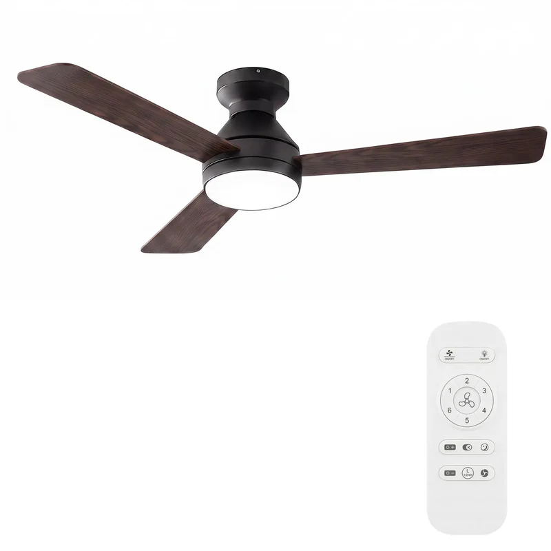 Smooth Kick 42 Inch Flush Mount Ceiling Fan With Bright Integrated LED Light, Low Profile Space Saving Build, Nifty 6 Speed Wireless Handheld Remote, 3Cct Tunable White Dims Easily, Steady Quiet Breeze For Living Areas