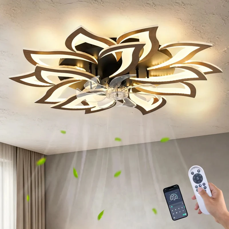 Super Dope 35 Inch Flower Flush Mount Ceiling Fan With Hella Quiet Integrated Smart Lighting For Fresh Breezes And Silky Smooth Airflow Total Living Space Glow Up