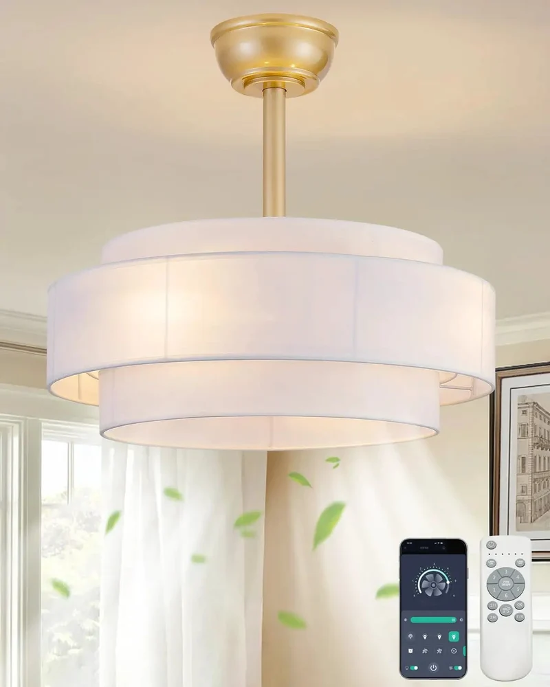 Modern Gold Ceiling Fan For Home With Stylish Light And Smooth Blades Rad Airflow For Living Room Bedroom Decor Show Stopper High End Finish Sleek Design Ace Of Air Circulation Premium Quality