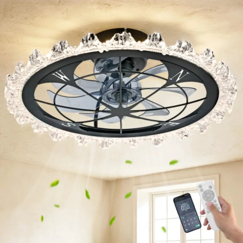 Vintage Caged Ceiling Fan With Soft Lighting And Handy Remote 21 Inch Retro Iron Cage Build 6 Speed Hella Quiet Copper Motor For Chill Rooms And Smooth Airflow