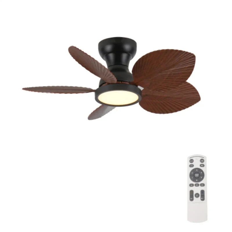 Top Shelf 30 Inch Flush Mount Ceiling Fan Featuring Tropical Palm Leaf Blades And 6 Speed Settings Ideal For Small Rooms Covered Porches Or Low Clearances Bringing Chill Vibes And Hella Smooth Airflow Indoors Or Outdoors