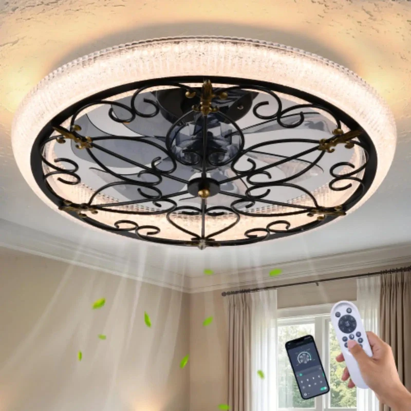 Solid Metal Geometric Caged Ceiling Fan With Integrated Lighting And Smooth Remote Control Delivering Kickin Cool Breeze For Your Spot Totally Legit Country Rustic Room Upgrade Decor