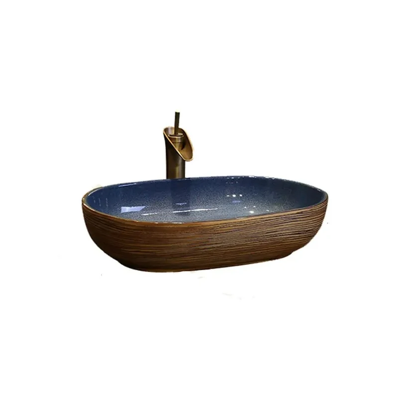 Modern Vintage Art Ceramic Vessel Sink for Bathroom Countertop Oval Washbasin with Faucet Durable Luxury Bowl Design Classy Fresh Slay Your Bathroom Vibe Hella Stylish Top Tier Quality That Slays the Rest