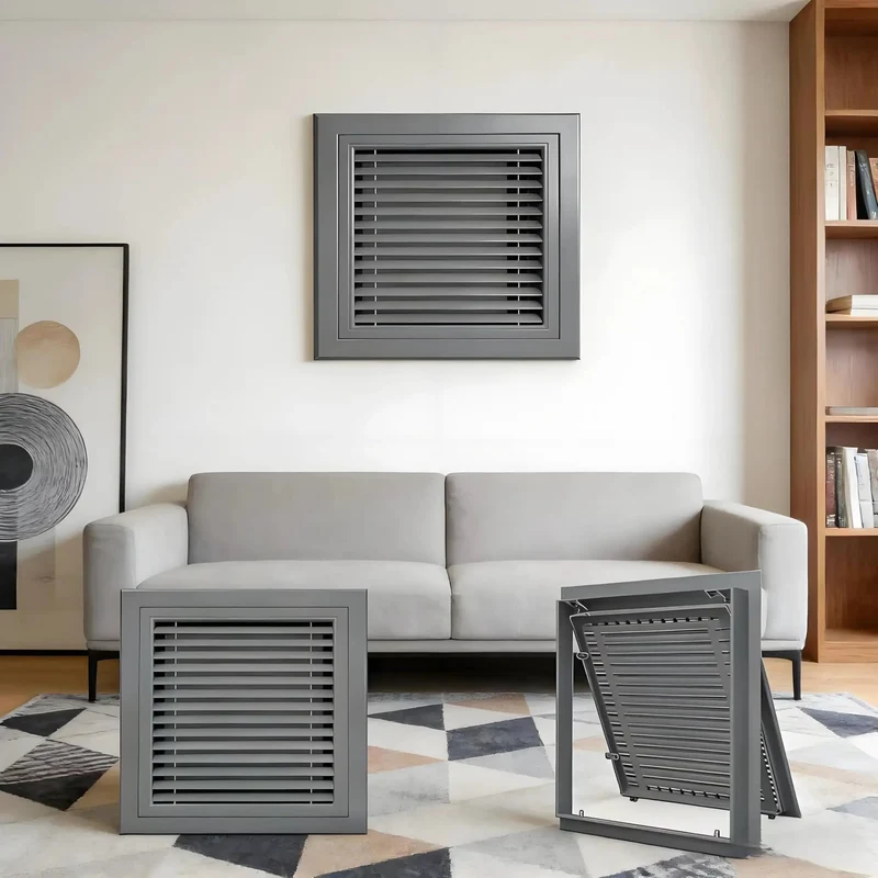 Smooth Magnetic Return Air Grille With Built In Filter And Louvered Access Door For No Sweat Attic And Crawl Space Drywall Utility Panel Installation Gray