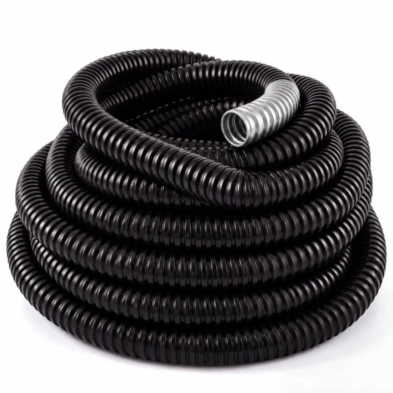 Rock Solid Black Liquid Tight Flexible Conduit For Electrical Wiring And Cable Management 25 Foot 1 Inch Galvanized Steel Hose Built Tough With Waterproof Pvc Coating For Easy Install And Zero Drama