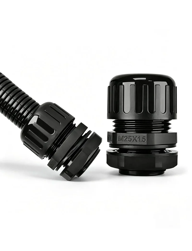 Rock Solid PA66 Nylon Corrugated Conduit Fitting Metric M Screw On Connector Delivers a Kicking Cable Seal for Rugged Wiring Projects and Machine Guards that Handle the Daily Grind Without Missing a Beat