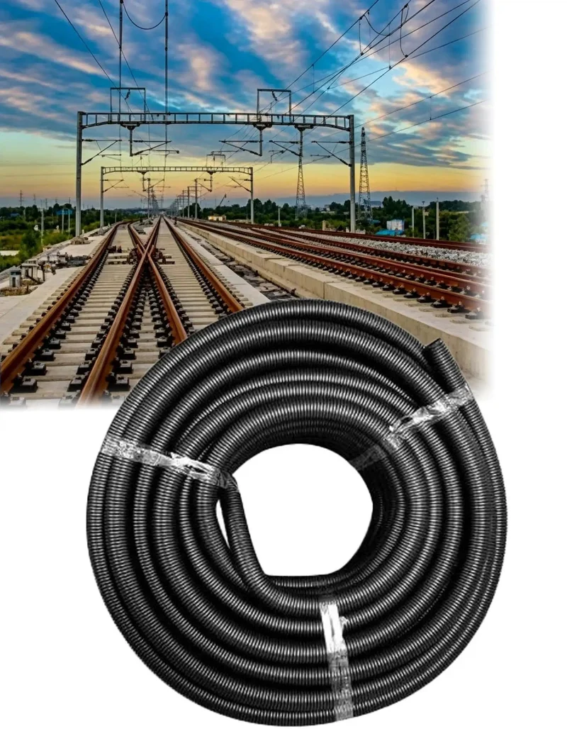 Rock Solid Fire Resistant Corrugated Conduit Pipe For Heavy Duty Wire And Cable Routing Battle Ready With Flexible Design For Quick Easy Setup On Site Daily